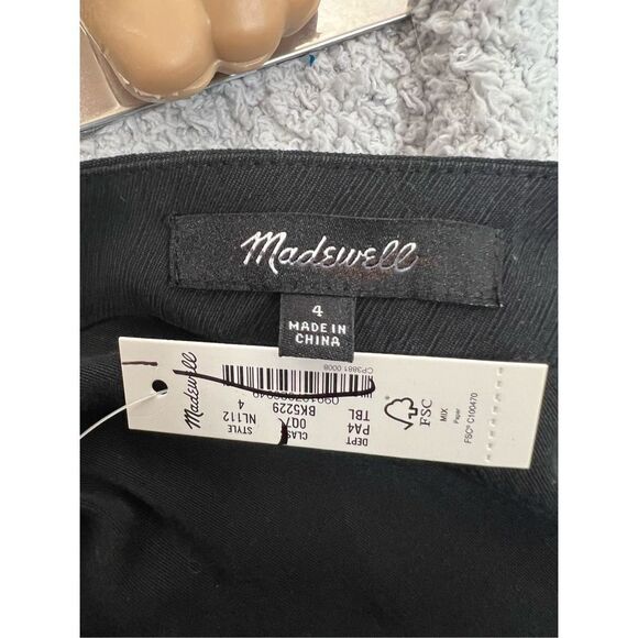 NWT Madewell Women's Black Surplice Neck Pleated Waist True Wrap Mini Dress 4 - Picture 7 of 9